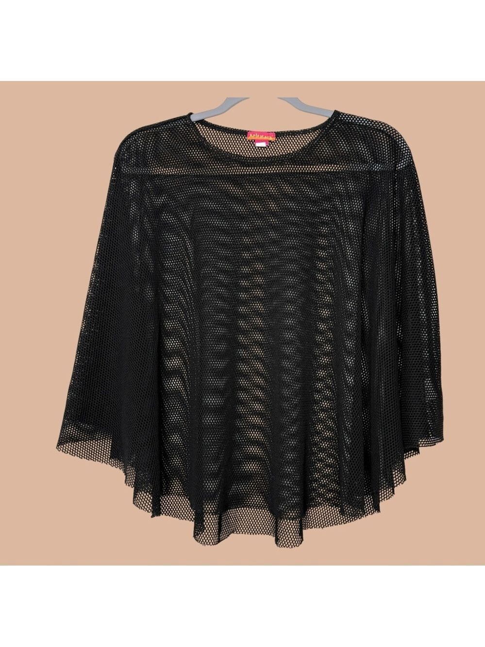 90s Whimsigoth Dark Fairy Black Mesh Fishnet Cape Sheer Y2K Goth Layer One Size